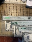 1934-d  5 Silver Cert  1654wi Wide I Gem Ra Block Pmg 66 Epq Ser  R42976696a X3