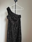 Black Sequin One-shoulder Maxi Dress Evening Gown High Slit