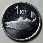 Iceland 1999 - 1 Krona Coin 21 5mm Km  27a      Fish Coin        Island Uncirculated