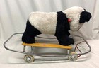 Vintage Fabbrica Giocattoli Italy Trudi Panda Bear Plush Rocking Hobby Horse