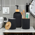 3 Pcs Bathroom Countertop Organizer Soap Dispenser Toothbrush Cotton Box