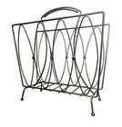 Vintage 1960 Mid Century Modern Gold Metal Magazine Album Rack Holder Mcm