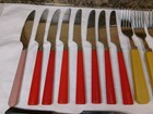 Lot Of 47 Vintage Assorted Plastic Handled Flatware Pieces