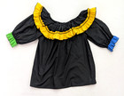Square Dance Top Size Small Fancy Fashions Black Blue Green Yellow Ruffle