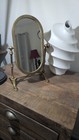 Vintage Brass Swivel Oval Vanity Dresser Mirror Frame Mirror 14   X 8 1 2  