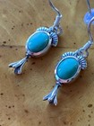 Natural Nevada Turquoise Sterling Silver Dangle Earrings