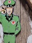 Vintage Texaco Porcelain Sign Old Gas Station Motor Oil Garage Attendant Man
