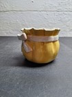 Vintage Inarco E-6326 Yellow Ceramic Ruffled Pot Sack Bag Planter With Bow Japan