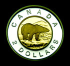 2015  2 Uncirculated Ultra Cameo Pure Silver Proof Toonie With Gold Inlay Scarce
