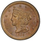 1855 Braided Hair Half Cent Pcgs Ms64bn Uncirculated Coin 1 2c