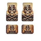 Car Floor Mats vehicle Front Rear Carpets Black - Biker Skull   Gear Design