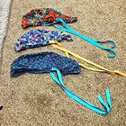 Scrub Caps With Ponytail Room And Ribbon Tie  Set Of 3  Various Print