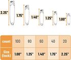 Safety Pins Assorted 300 Pack Sturdy Silver Steel For Crafters  Sewing  Quilters