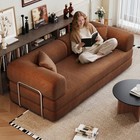 78 8  Brown Compression Sofa Convertible Floor Sofa Bed Futon Couch Sleeper Bed