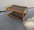 Vintage Mid Century Danish Modern 2-tier Rolling Bar Serving Cart Table L93