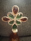 Folk Art Hand Soldered Stained Glass Decorative Green Bottle 12 In