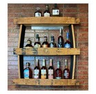 Whiskey Barrel Stave Wall Bar     3-shelf Reclaimed Bourbon Display   Handmade Usa