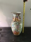Chinese Porcelain Hand-painted Famille Rose Vase Gilt Handles Floral Bird 14   