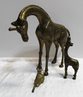 Vintage Solid Brass Giraffes Set Of 3      Natural Patina 8 1 2  5 1 8    2 1 8 