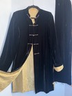 Tangshuang Chinese Jacket Reversible Plush Dk Brown Velvet Gold Silk   Scarf