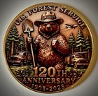 Us Forest Service Challenge Coin-120 Th Anniversary-gold Colored-smokey The Bear