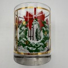 Georges Briard Signed Glasses Christmas Wreath Old Fashioned Barware Set 2-htf 