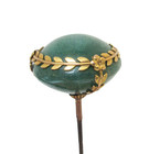 Antique Hatpin Green Quartz Aventurine Olive Leaf Trim
