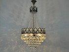Antique French Brass   Crystal Chandeliers Light Fixtures 1960   s