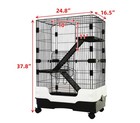 Homey Pet 3 Level Animal Cage For Chinchilla Ferret Rat Hamster Guinea Pig Black