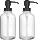 2-pack Clear Glass Soap Dispensers With Matte Black Stainless Steel Pumps  17   