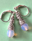 Pink Opalite Bali Style Cone Drop Earring Sp Lever Back Handcrafted Xx