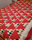 Vintage Red Triangle Quilt Top  72 x 88 