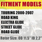 Black Front Rear 11 5  Brake Rotors   Pads Touring 00-07 Electra Glide Road King