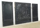 French The Plaza Hotel Black Cast Iron Fireback Set