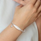Engravable Figaro Link Heart Dangle Oval 33x8mm Id Bracelet 925 Sterling Silver