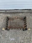 Antique Cast Iron Fire Basket Grate Brass Finials Heavy Fireplace Hearth 51cm