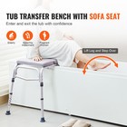 500lbs Tub Transfer Bench Shower Seat W padded Seat Reversible Backrest Arms