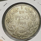 1903 Chile Silver One Peso Crown  Coin