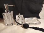 Vtg Oleg Cassini Signed Cut Ice Cube Square Crystal Perfume Lotion   Soap Dish 