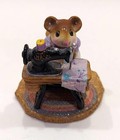 Wee Forest Folk Miss Bobbin M-040 Lavender Dress Sewing Machine Mouse Box Signed