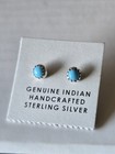 New Genuine Native American Handcrafted Sterling Silver Turquoise Earrings Studs