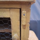 Charming Vintage Small Yellow Chicken Wire Cabinent  8 5 X 8 5 