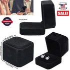 3   Black Velvet Ring Gift Boxes Earring Pendant Jewelry Case Proposal Wedding Us