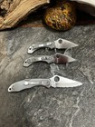 Spyderco Ornate engraved Knife Set  Scarce Models 