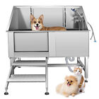 Extra Large 62  Dog Grooming Bath Tub Station Professional Stainless Steel Steps