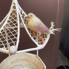 Vintage Hanging Bird House Planter W Bird 10    White 