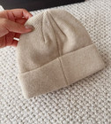 Alo Yoga Beige Knit Cuffed Beanie Winter Hat Warm Stretch Casual Outdoor Nwt