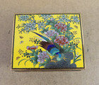 Antique Japanese Inaba Cloisonne Trinket Box Yellow Bird Of Paradise