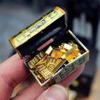 Miniature Treasure Chest Set     112 Scale Dollhouse Accessories With Gold Bars   