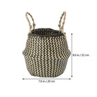 Woven Storage Basket With Double Thick Handles Foldable Seagrass Planter Bask   
